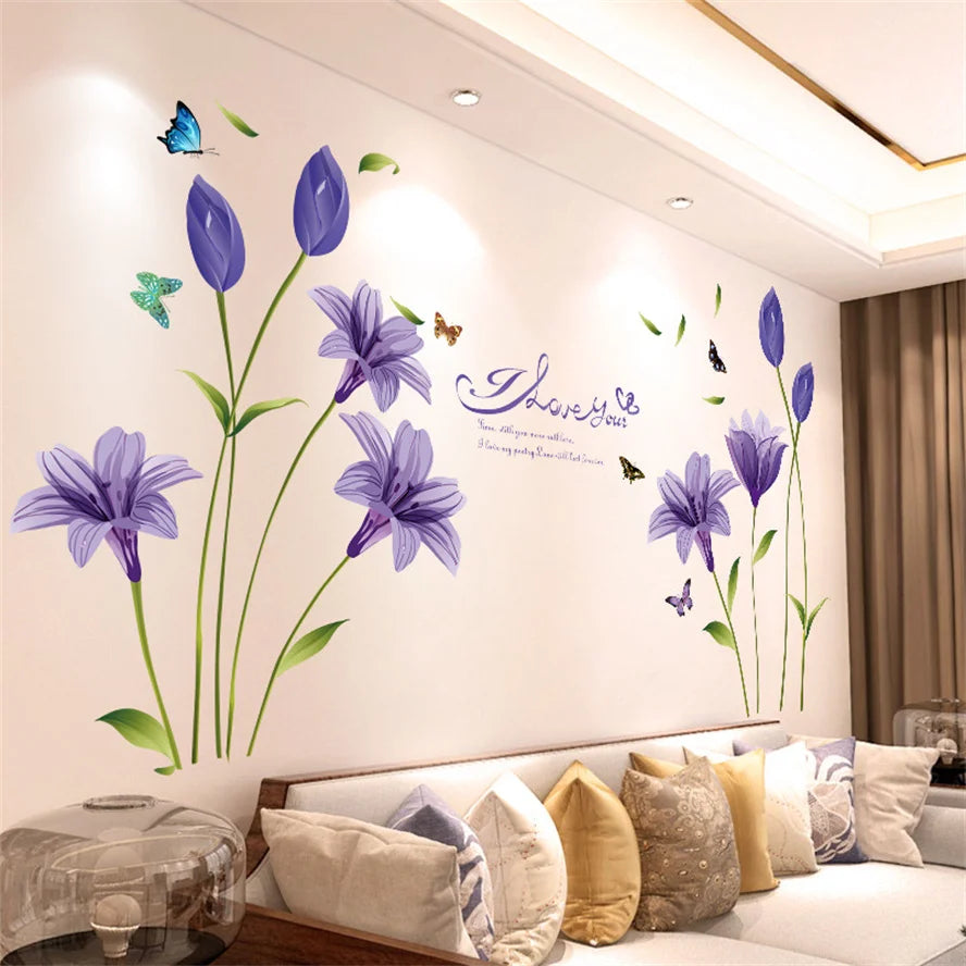 DIY Purple Lavender Wall Stickers – Flowers & Butterfly Decals
