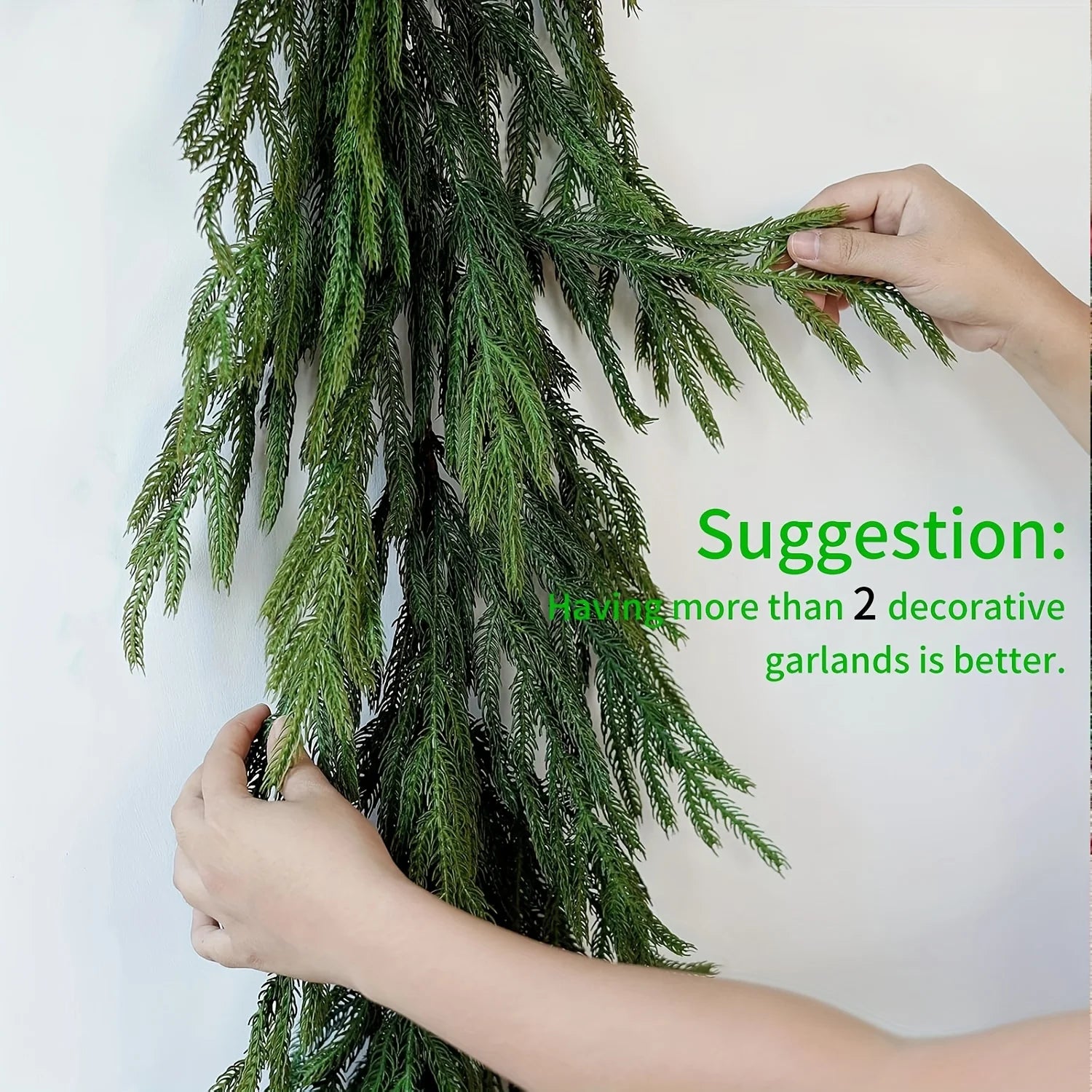 Artificial Norfolk Pine Christmas Wreath – Fake Green Garland for Home Decor