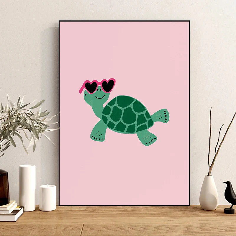 Jungle Animal Canvas Wall Art – Giraffe, Tiger & Elephant Nursery Decor