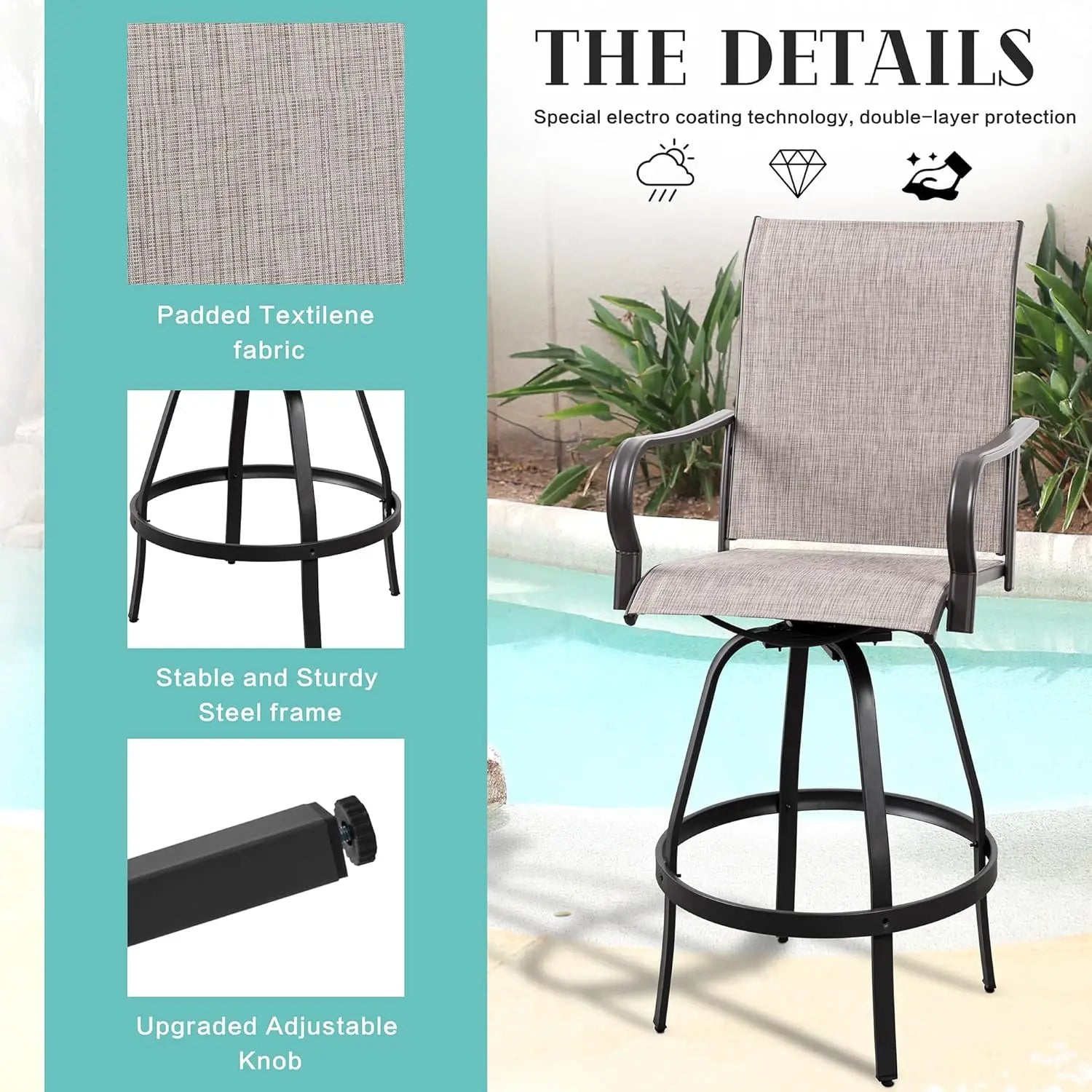 All-Weather Outdoor Swivel Bar Stool Sets