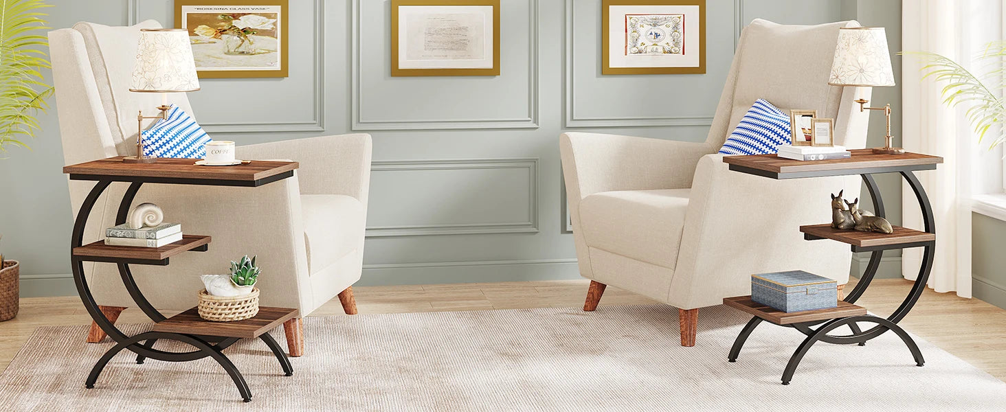 Tribesigns 3‑Tier C‑Shaped End Table