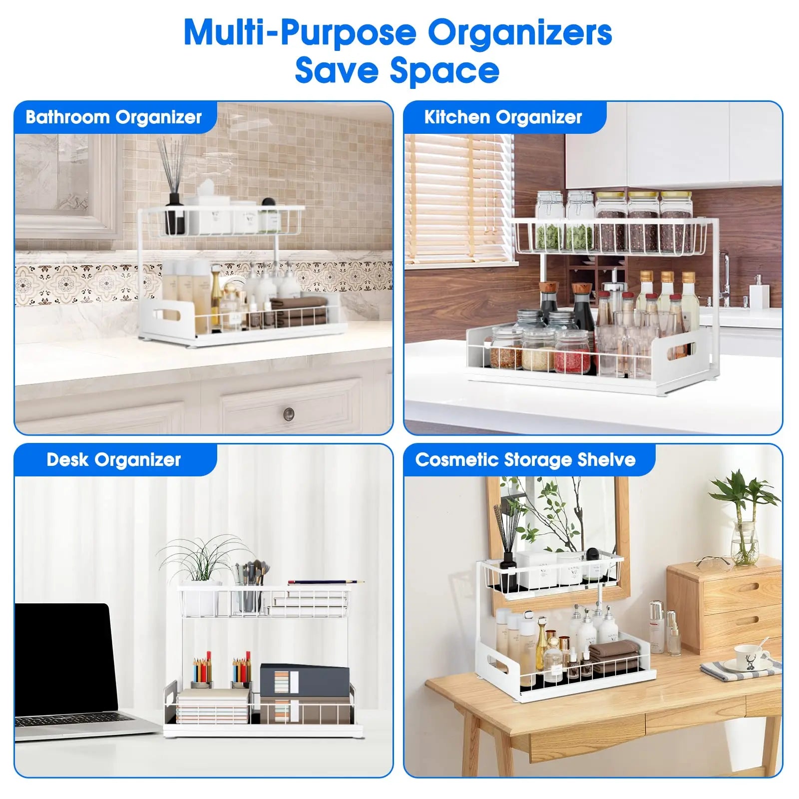 2-Tier Under Sink Sliding Cabinet Organizer Drawer