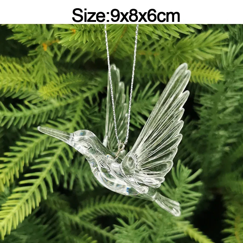 5PCS Crystal Acrylic Christmas Ornaments – Snowflake, Elk & Snowman