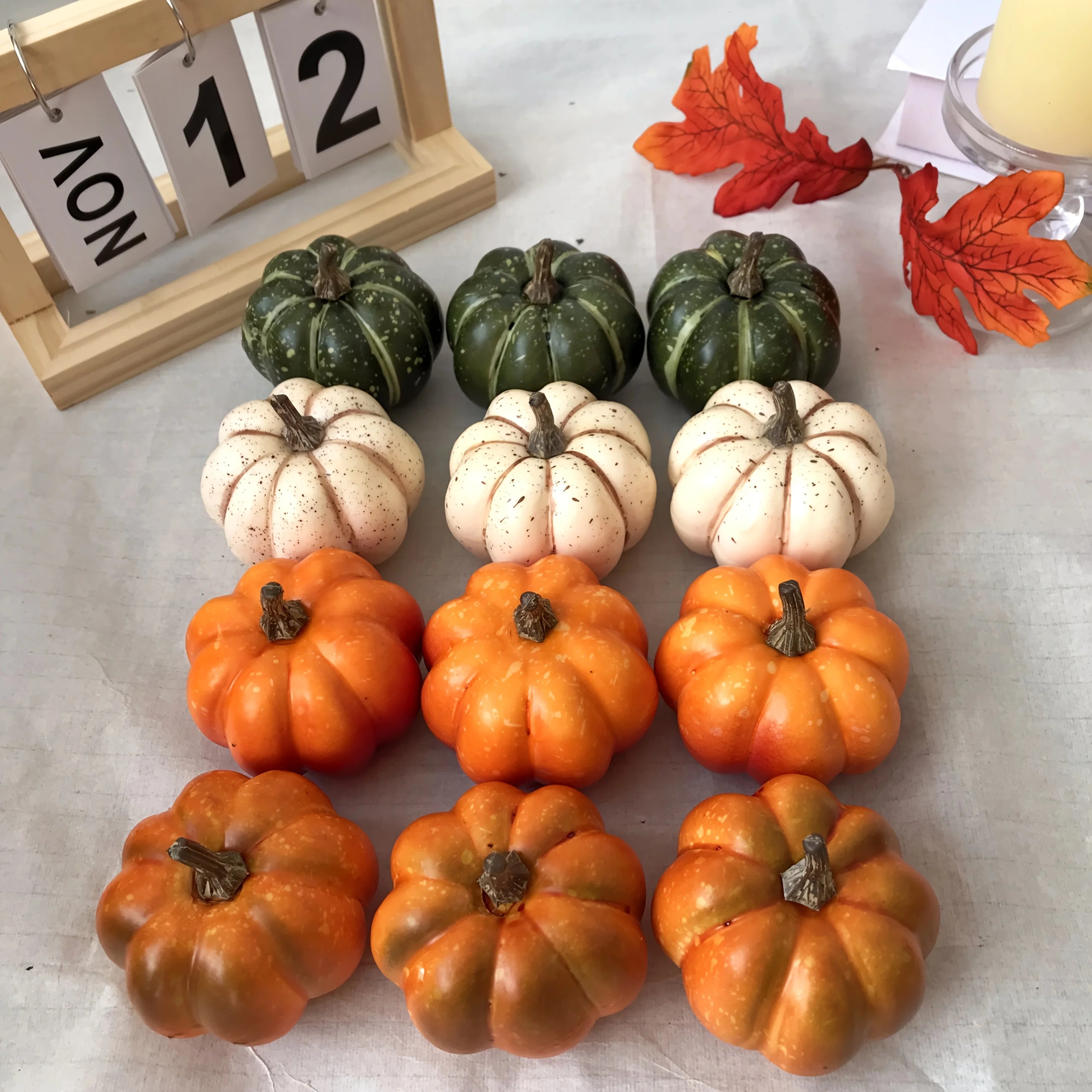 9PCS Artificial Pumpkins – Autumn Harvest & Halloween Decorations