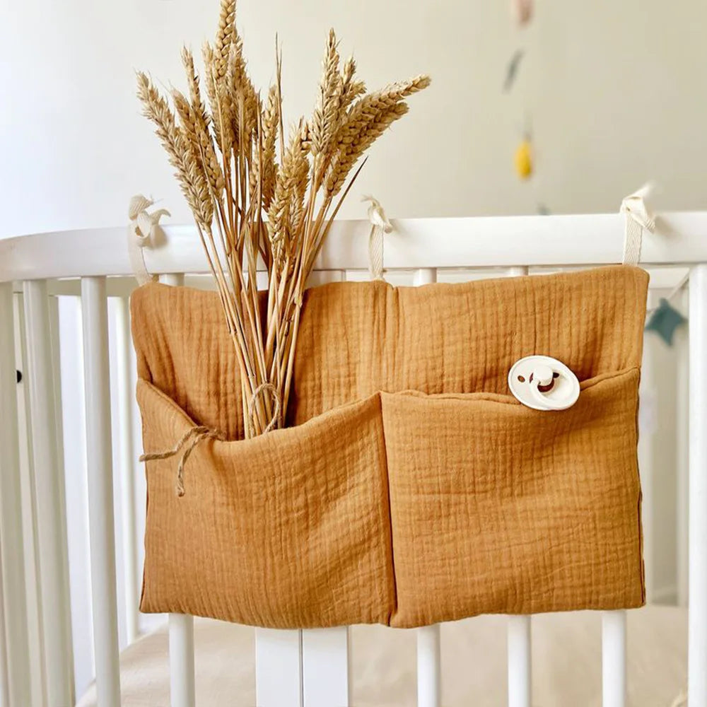Baby Crib Organizer Hanging Storage Bag with 2 Pockets