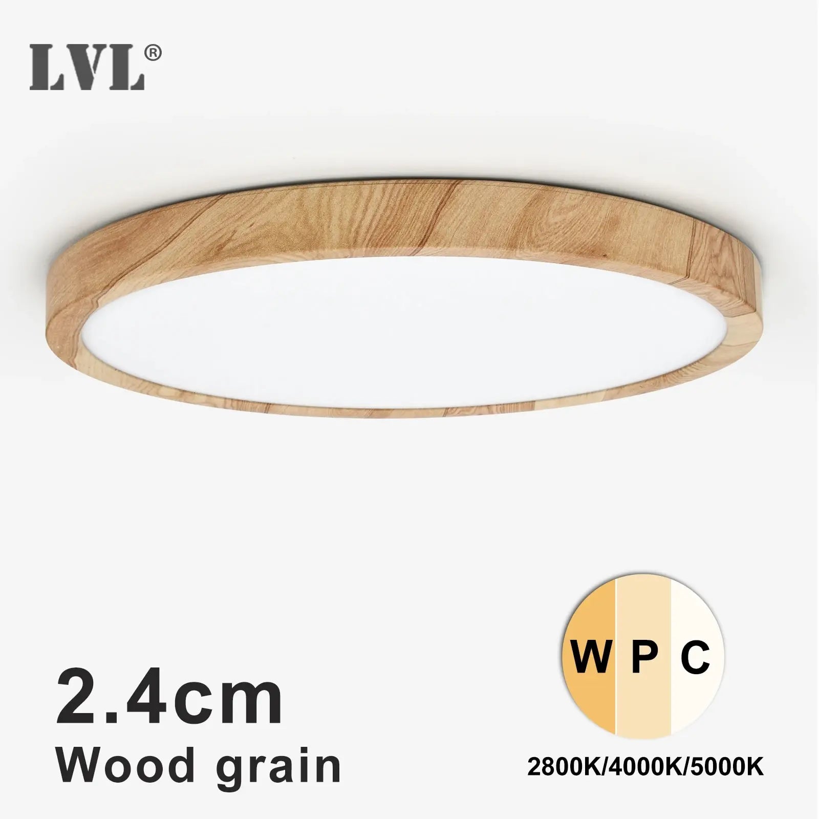 LVL Wood Grain LED Ceiling Light with 3-in-1 Color Modes