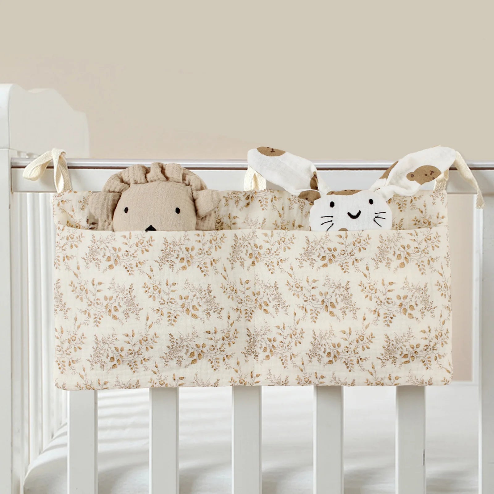 Baby Crib Organizer Hanging Storage Bag with 2 Pockets