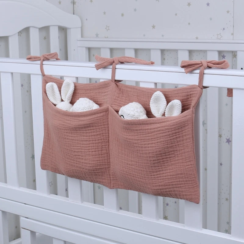 Baby Crib Organizer Hanging Storage Bag with 2 Pockets