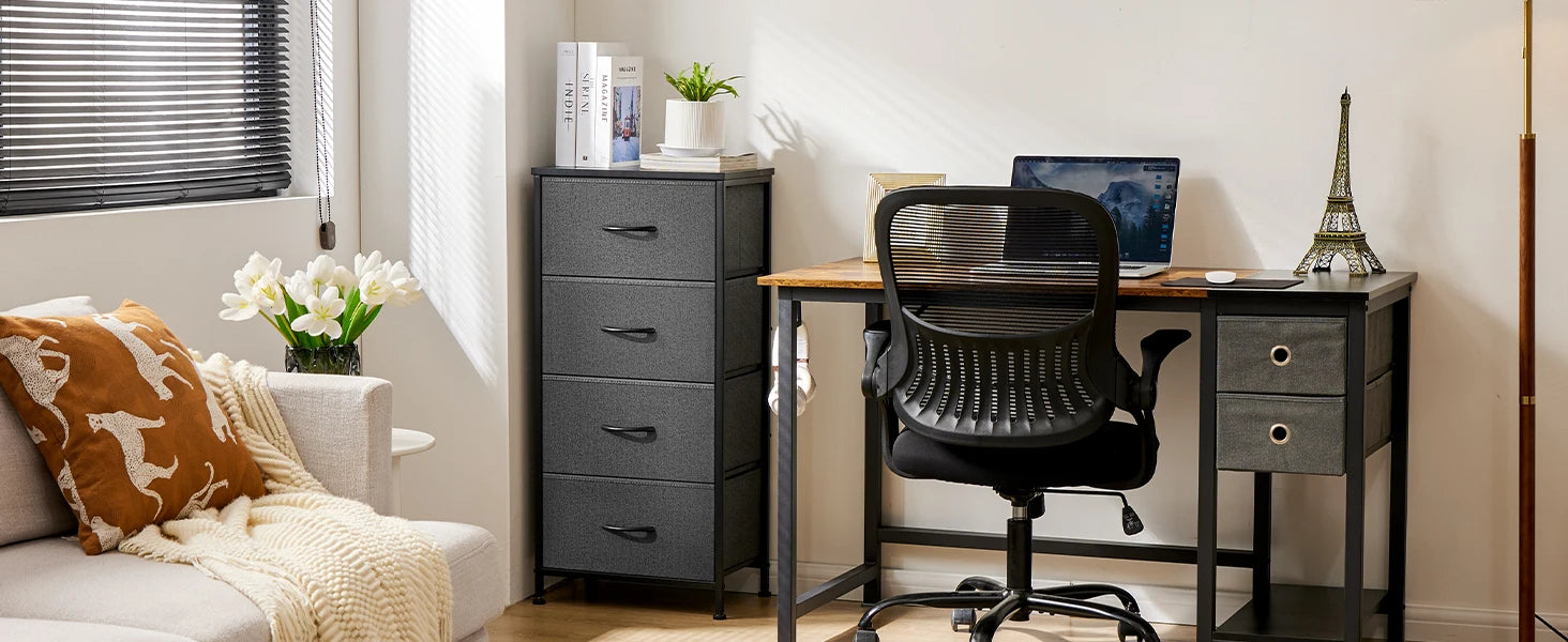 JHK Bedroom Dresser – 4 Fabric Drawers with Steel Frame