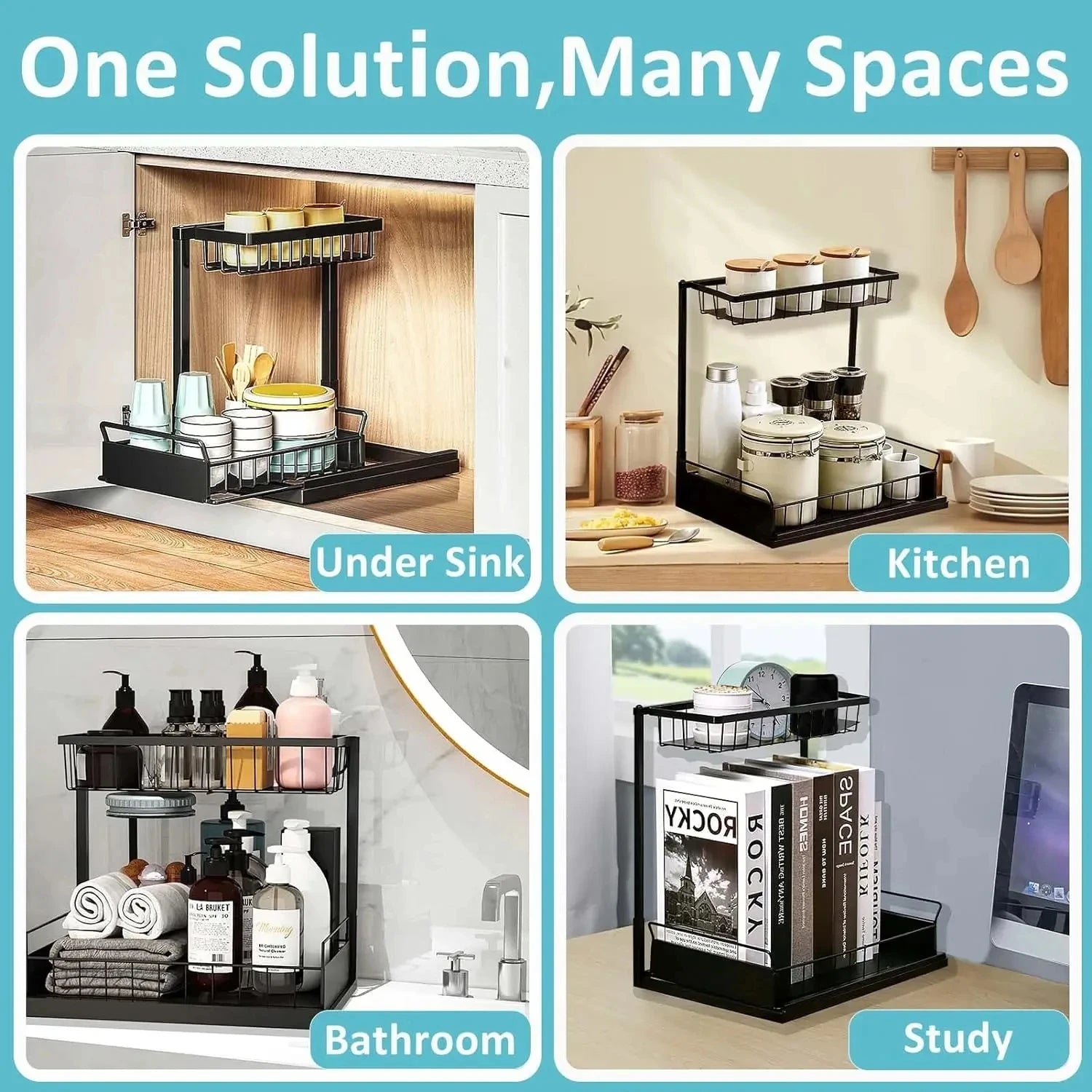 2-Tier Under Sink Sliding Cabinet Organizer Drawer