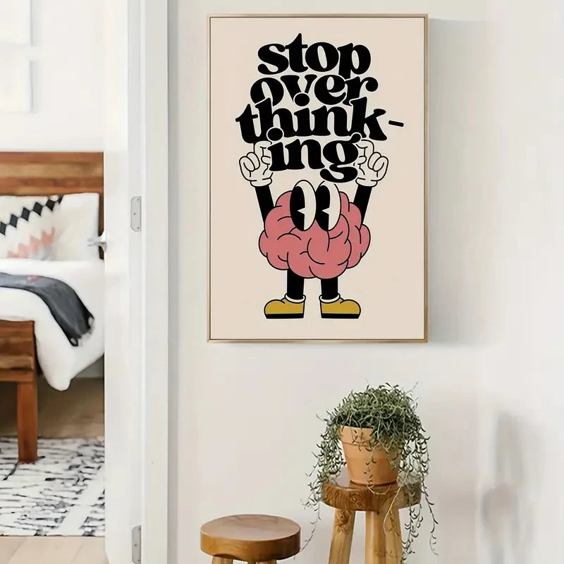 Stop Overthinking Wall Art – Brain & Shoes Canvas Print