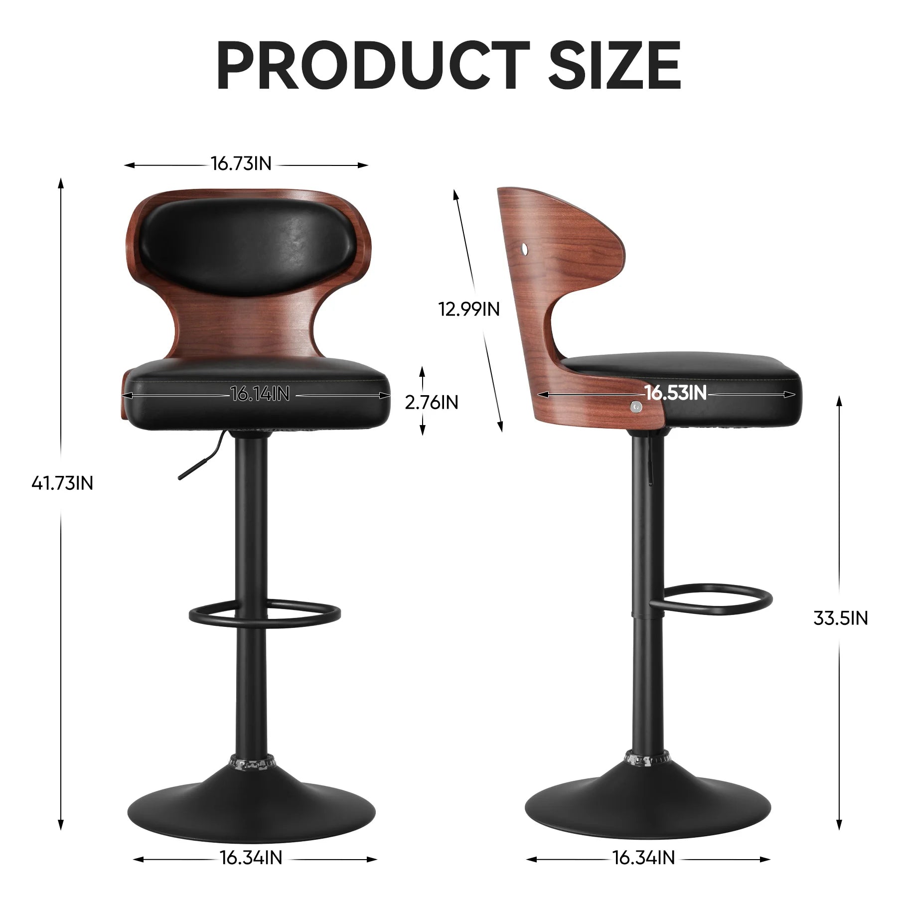 2PCS Bar Stools with Backrest – Soft Cushion Dining Chairs