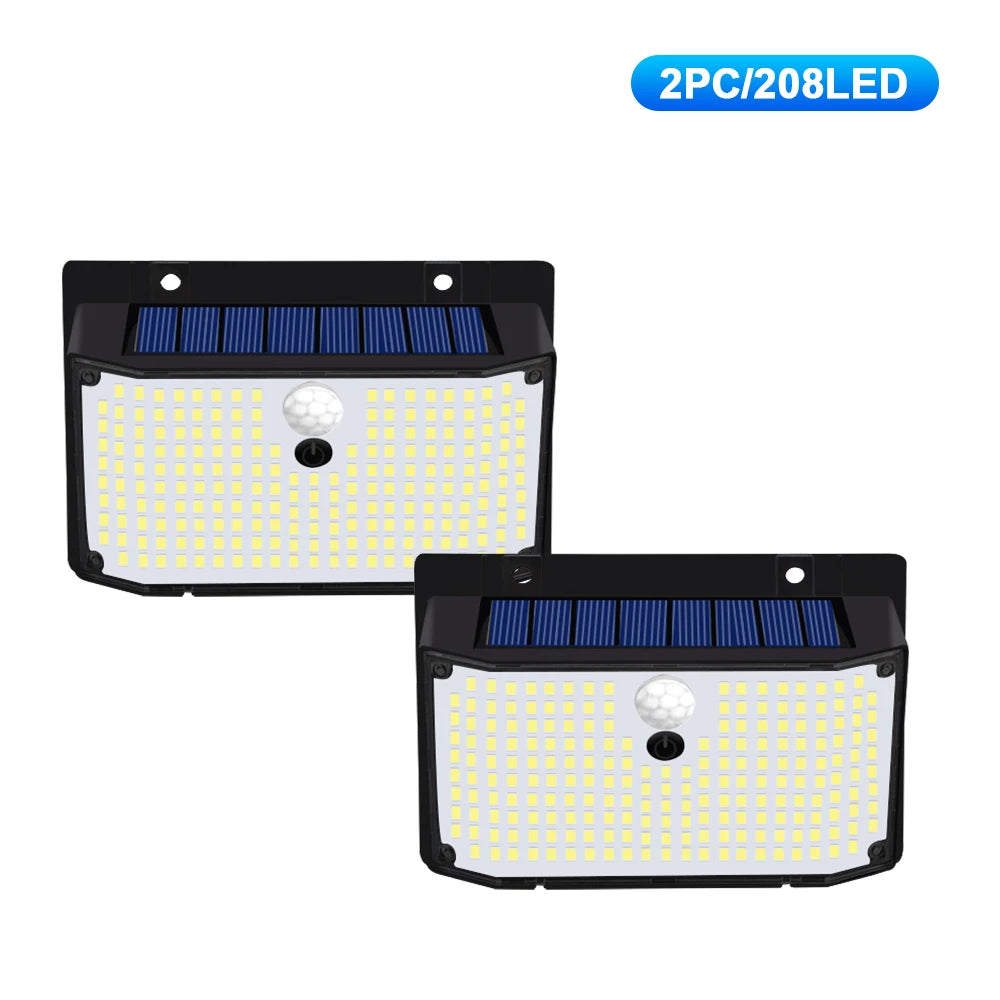 4PCS 138-LED Solar Wall Lights – Outdoor Motion Sensor Waterproof Lamps