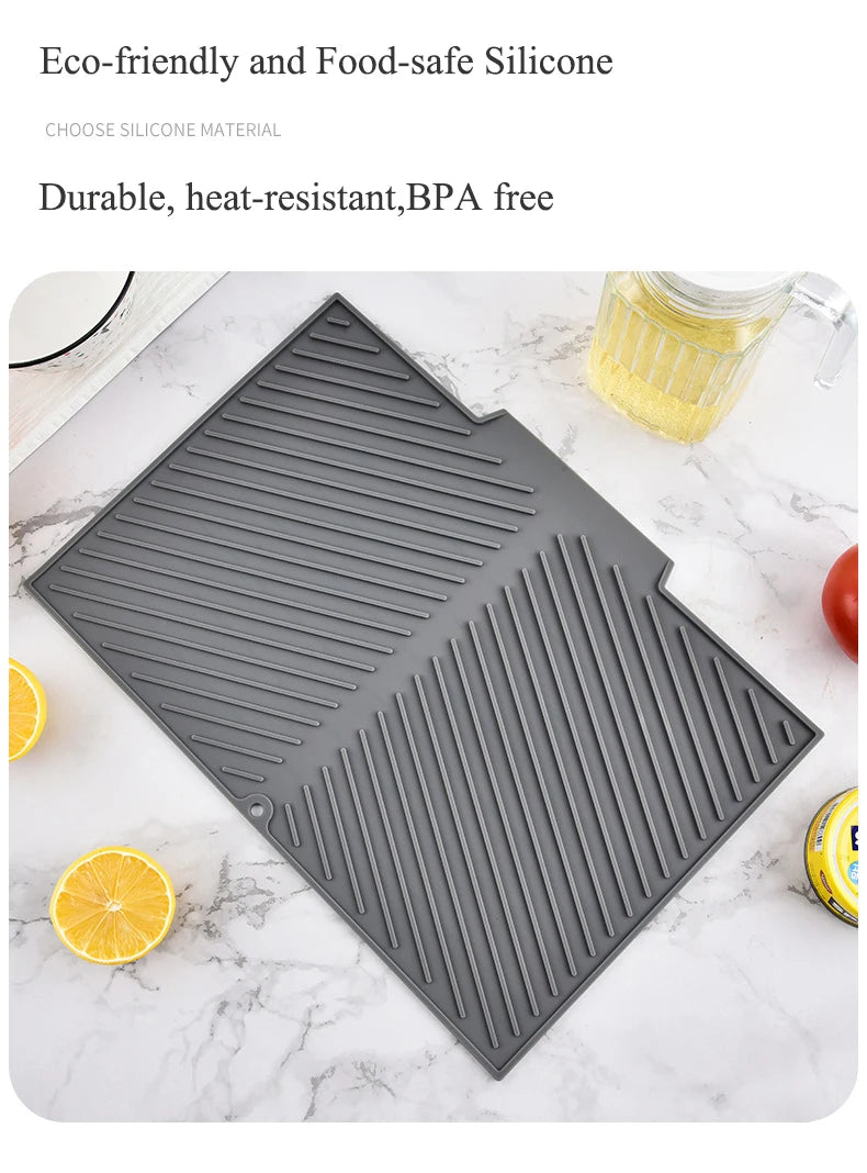 Silicone Draining Pad – Non-Slip Dish Drying Mat for Kitchen