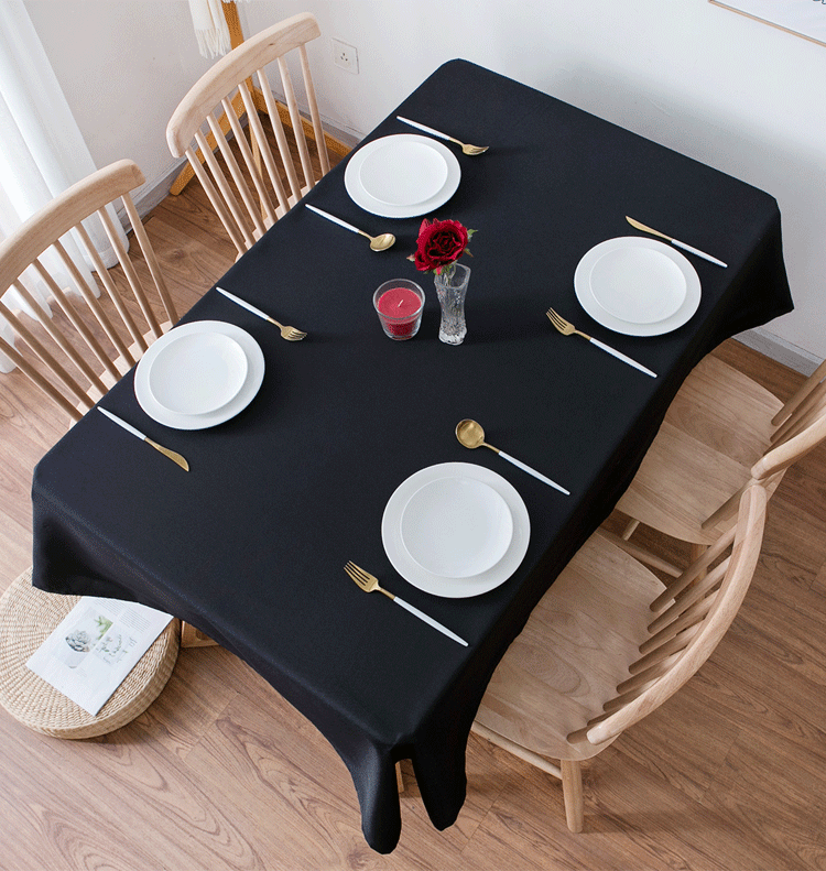 Solid Black Rectangular Tablecloth – Banquet & Conference Table Cover