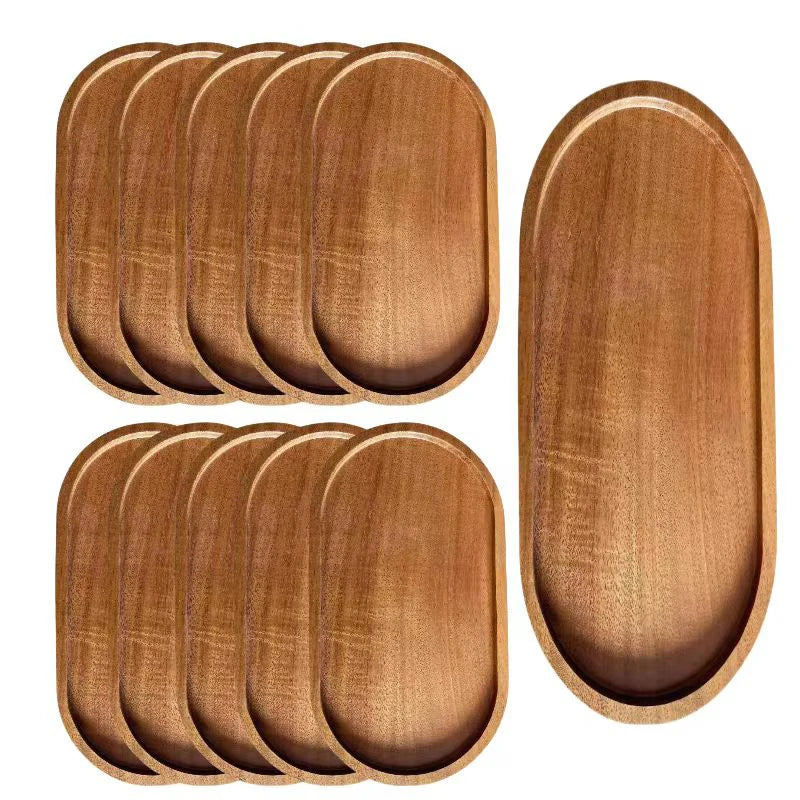 Solid Wood Oval Serving Tray and Platter