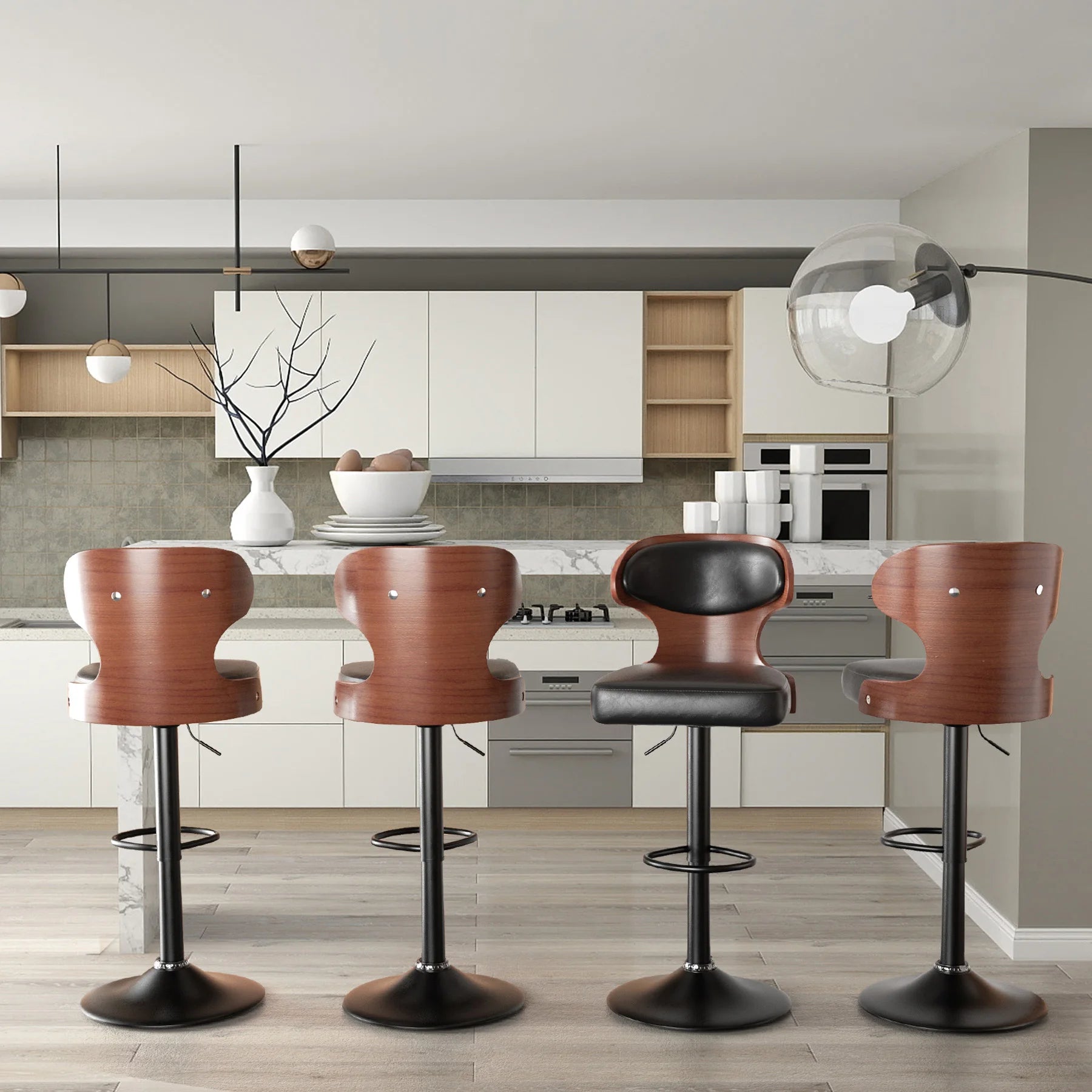 2PCS Bar Stools with Backrest – Soft Cushion Dining Chairs