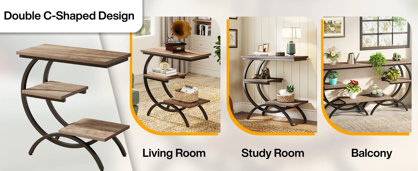 Tribesigns 3‑Tier C‑Shaped End Table