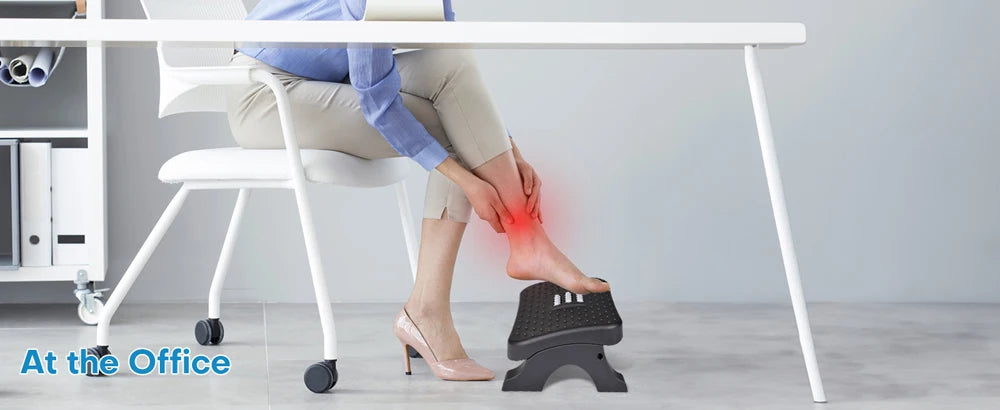 Ergonomic Under Desk Footrest with Massage Rollers