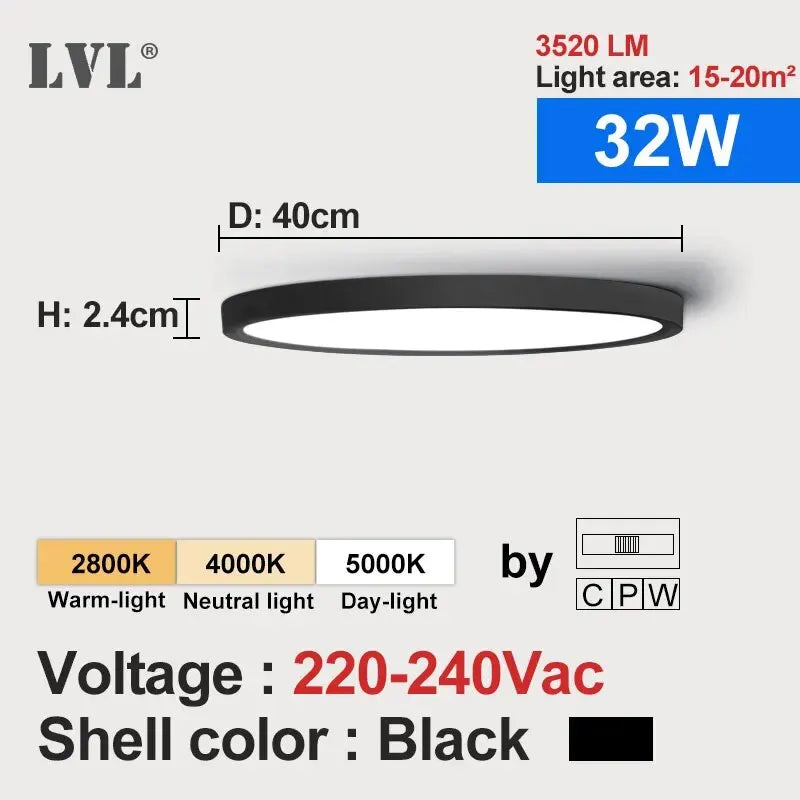 LVL Wood Grain LED Ceiling Light with 3-in-1 Color Modes
