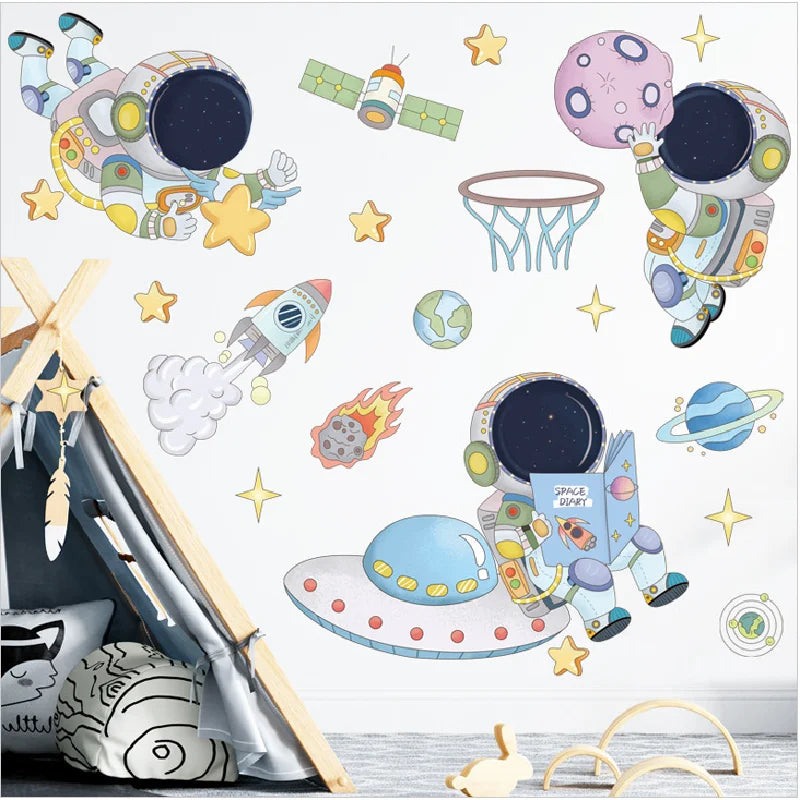 3D Planetary Astronaut Wall Stickers for Kids’ Room