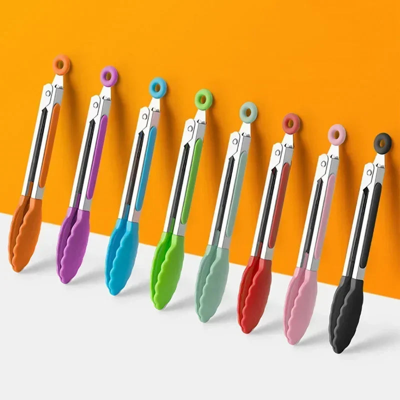 7-Inch Non-Slip Stainless Steel Food Tongs