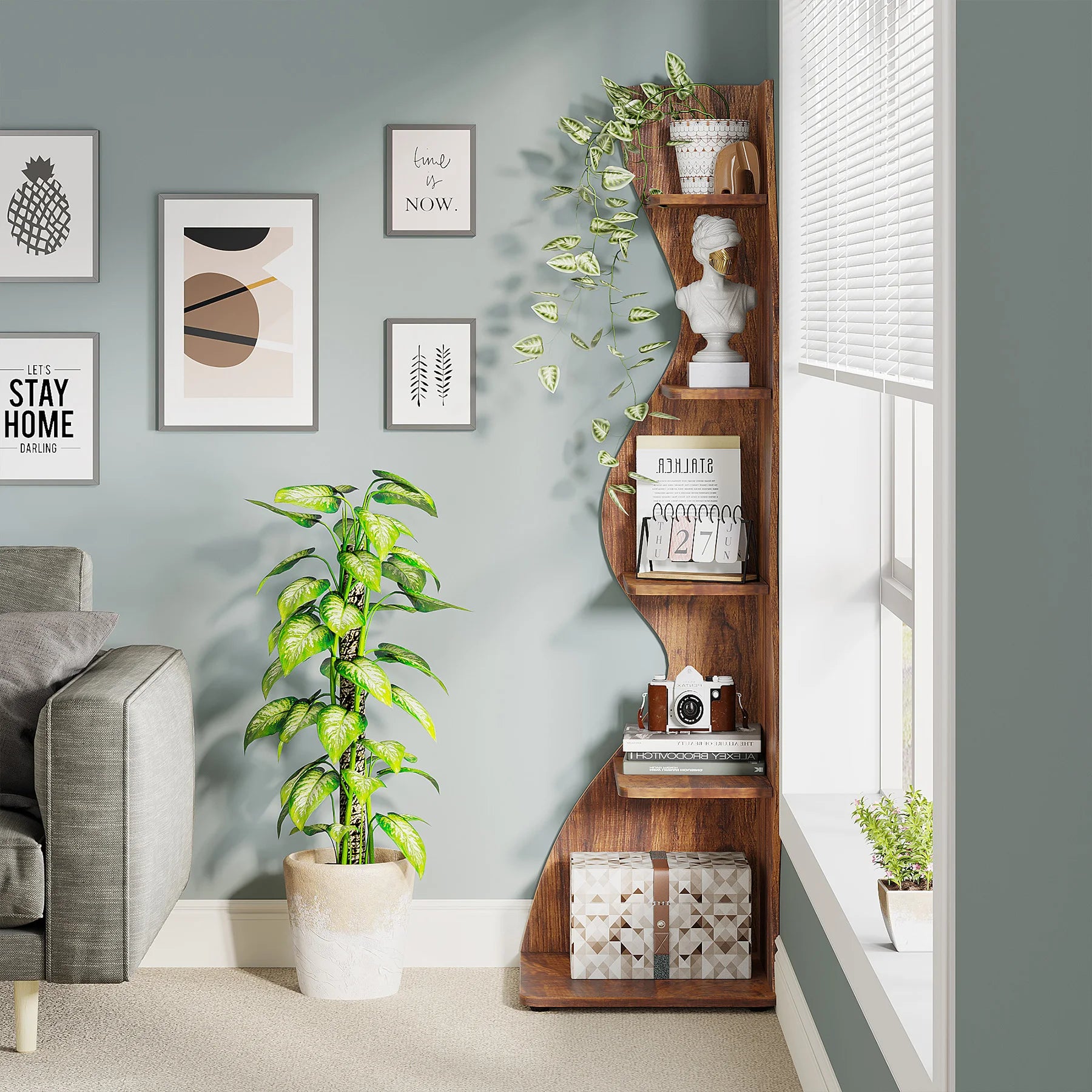 Tribesigns 5-Tier Modern Corner Bookshelf