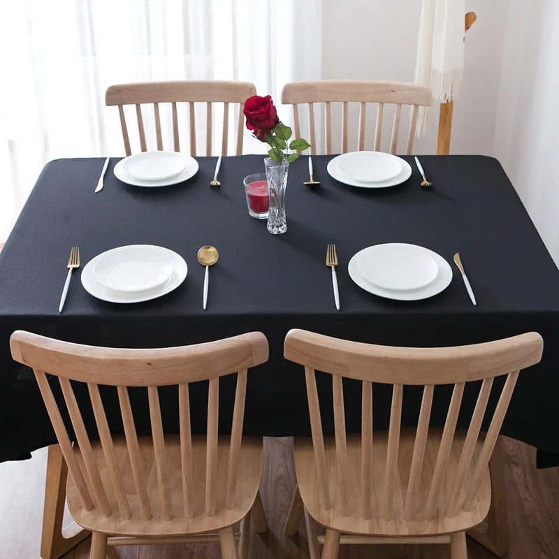 Solid Black Rectangular Tablecloth – Banquet & Conference Table Cover