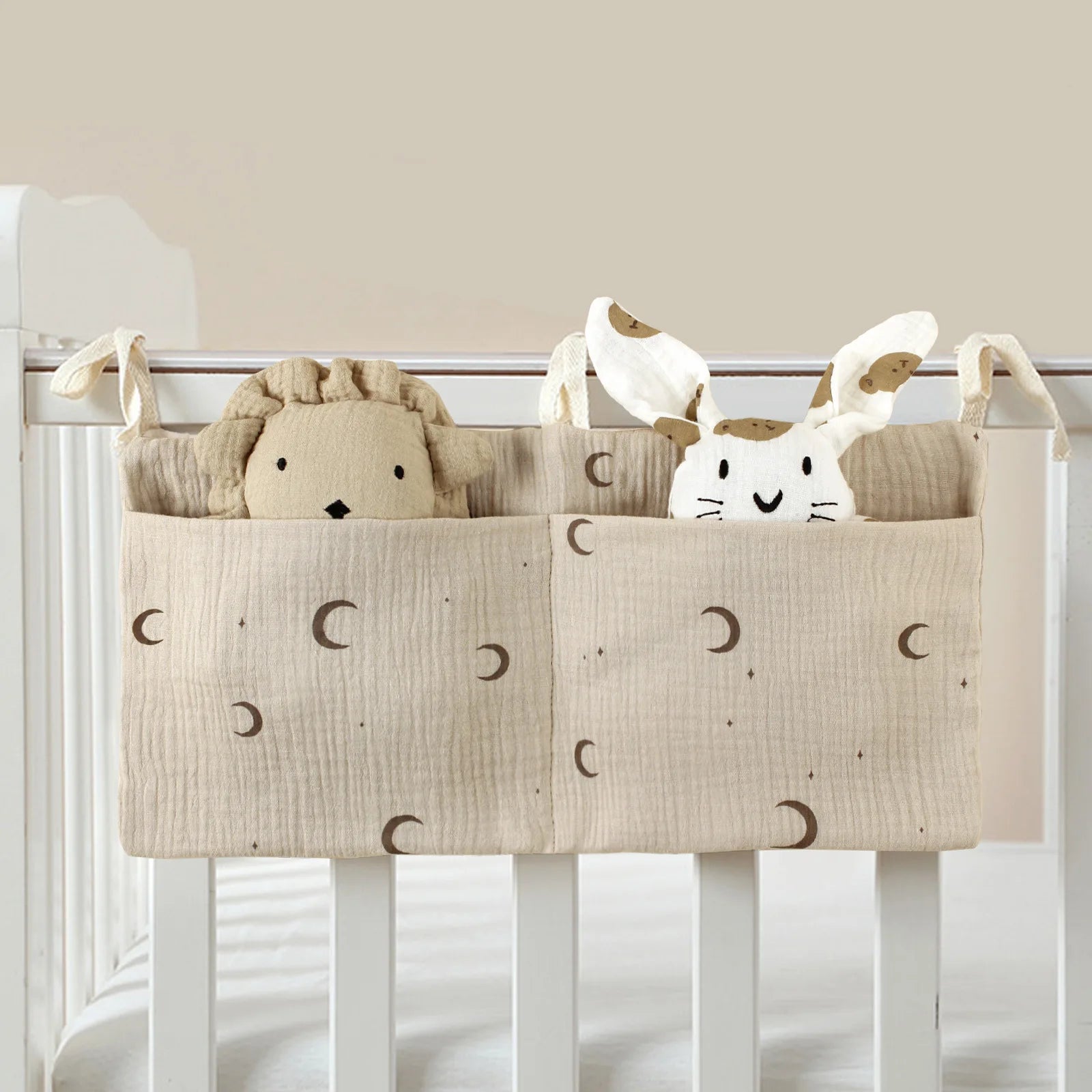 Baby Crib Organizer Hanging Storage Bag with 2 Pockets