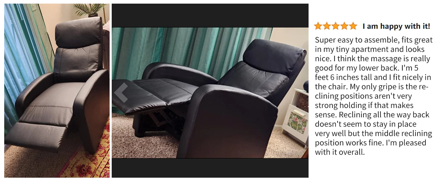 JHK Recliner Massage Chair – Adjustable Fabric Sofa with Lumbar Support