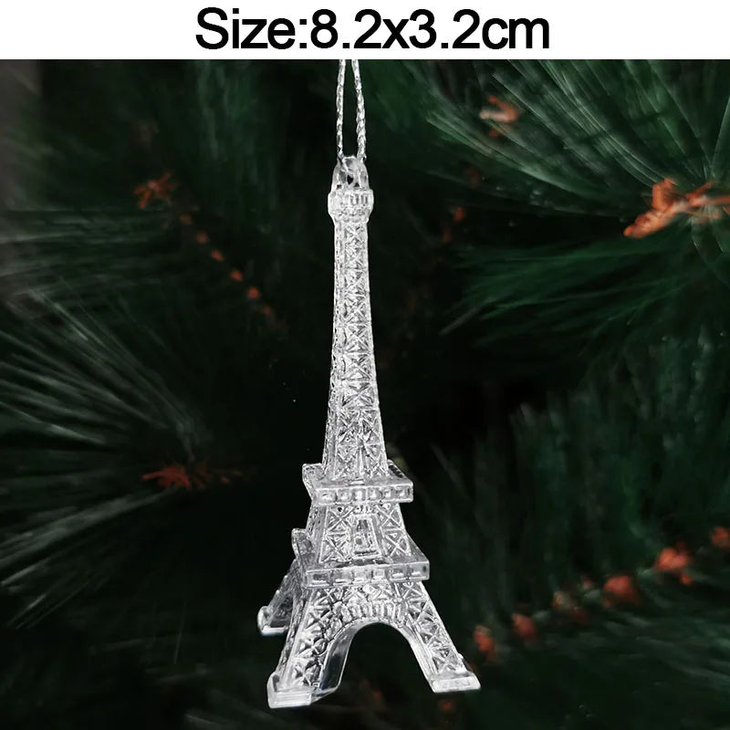 5PCS Crystal Acrylic Christmas Ornaments – Snowflake, Elk & Snowman