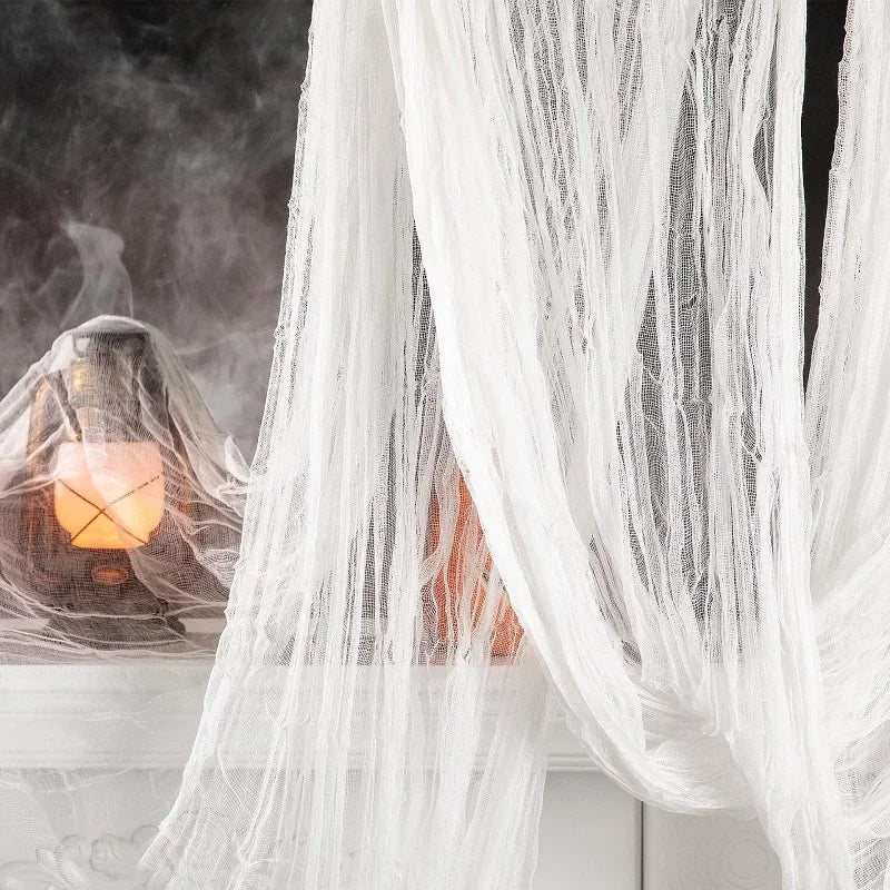 76x183cm Halloween Black Creepy Gauze Cloth – Spooky Party Decor