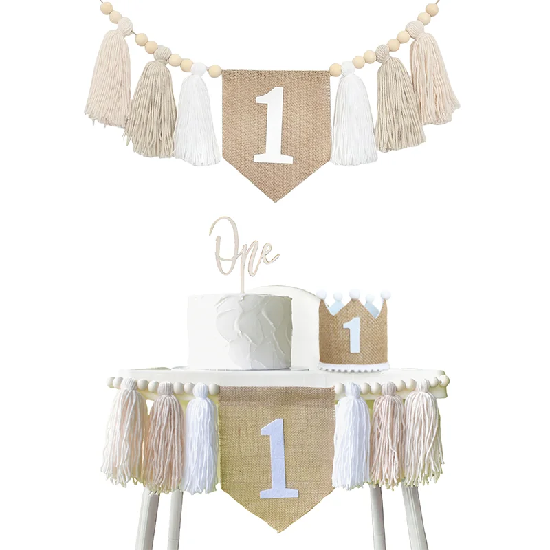 Boho 1st Birthday High Chair Banner Party Decoration