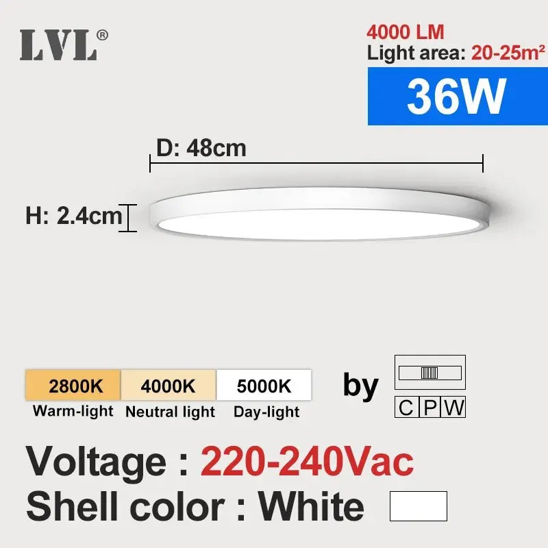 LVL Wood Grain LED Ceiling Light with 3-in-1 Color Modes
