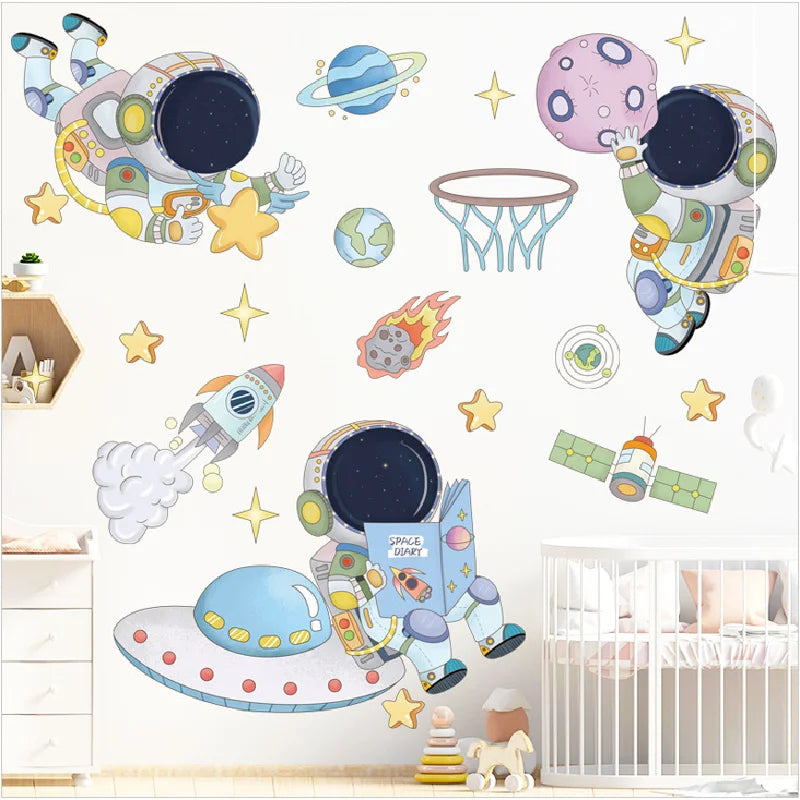 3D Planetary Astronaut Wall Stickers for Kids’ Room