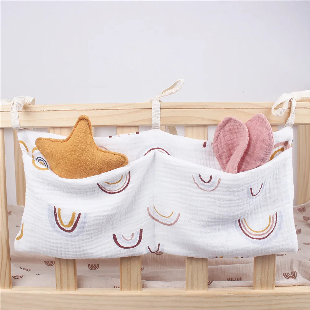 Baby Crib Organizer Hanging Storage Bag with 2 Pockets
