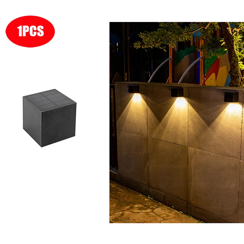 LED Solar Garden Wall Lamp – Outdoor Square Fence & Courtyard Light
