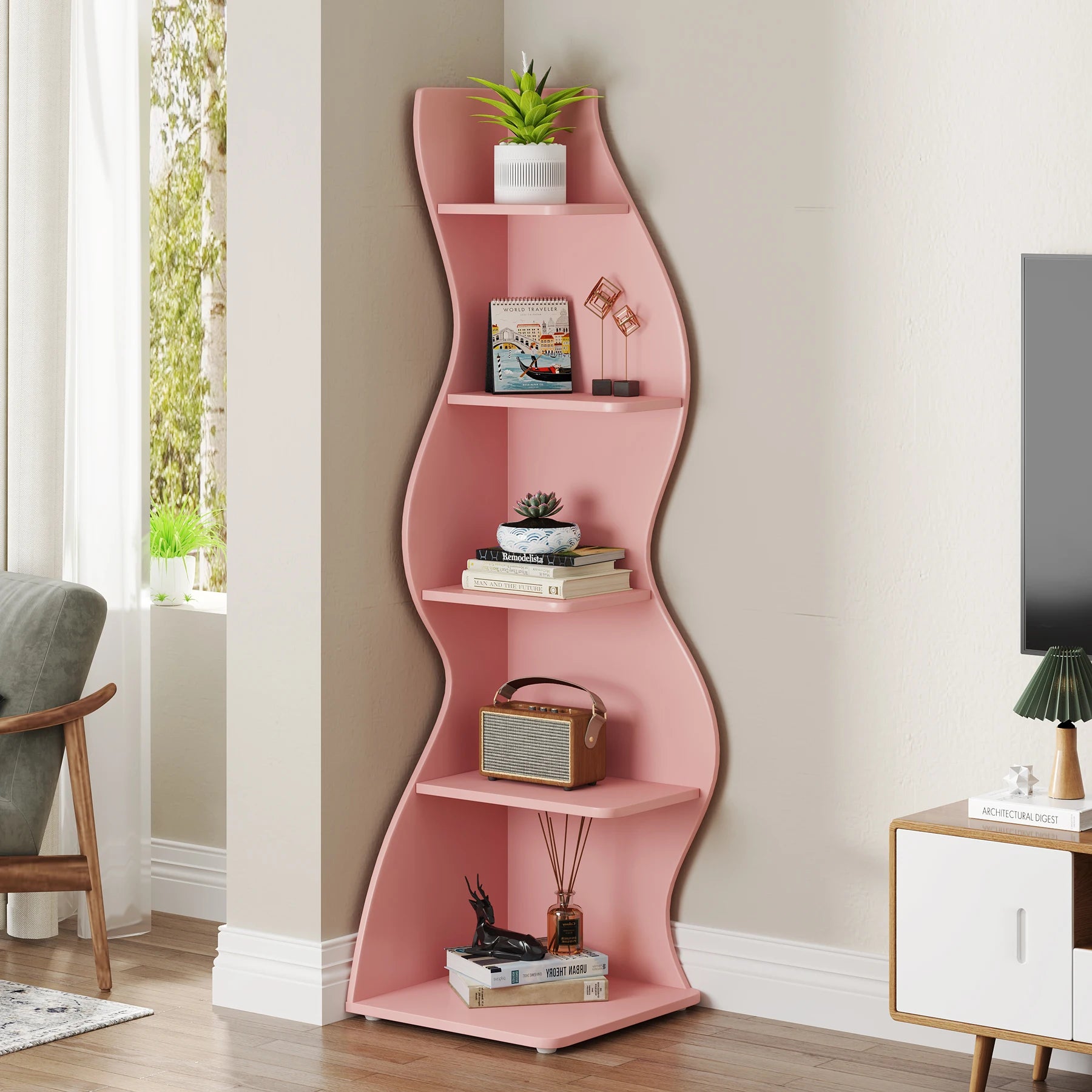 Tribesigns 5-Tier Modern Corner Bookshelf