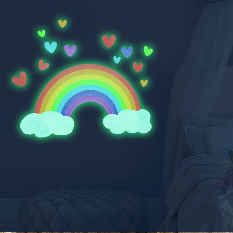 Glow-in-the-Dark Rainbow Wall Stickers for Kids Room