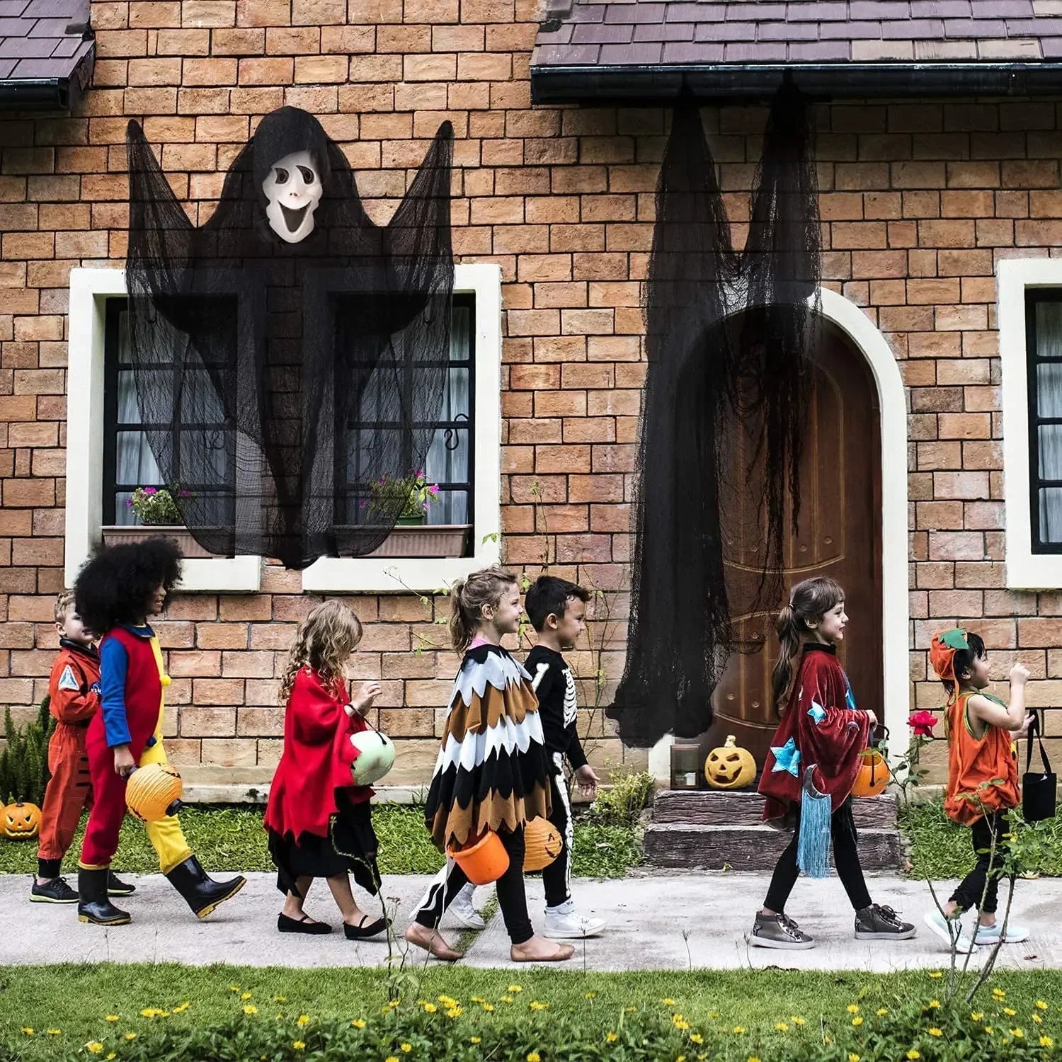 76x183cm Halloween Black Creepy Gauze Cloth – Spooky Party Decor