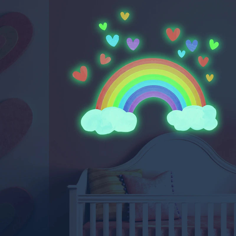 Glow-in-the-Dark Rainbow Wall Stickers for Kids Room