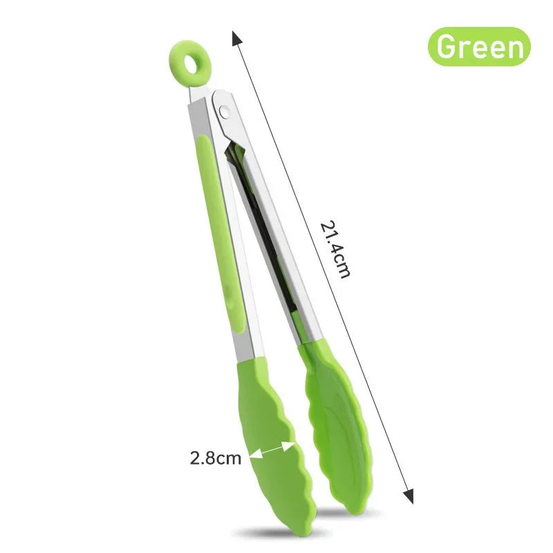 7-Inch Non-Slip Stainless Steel Food Tongs