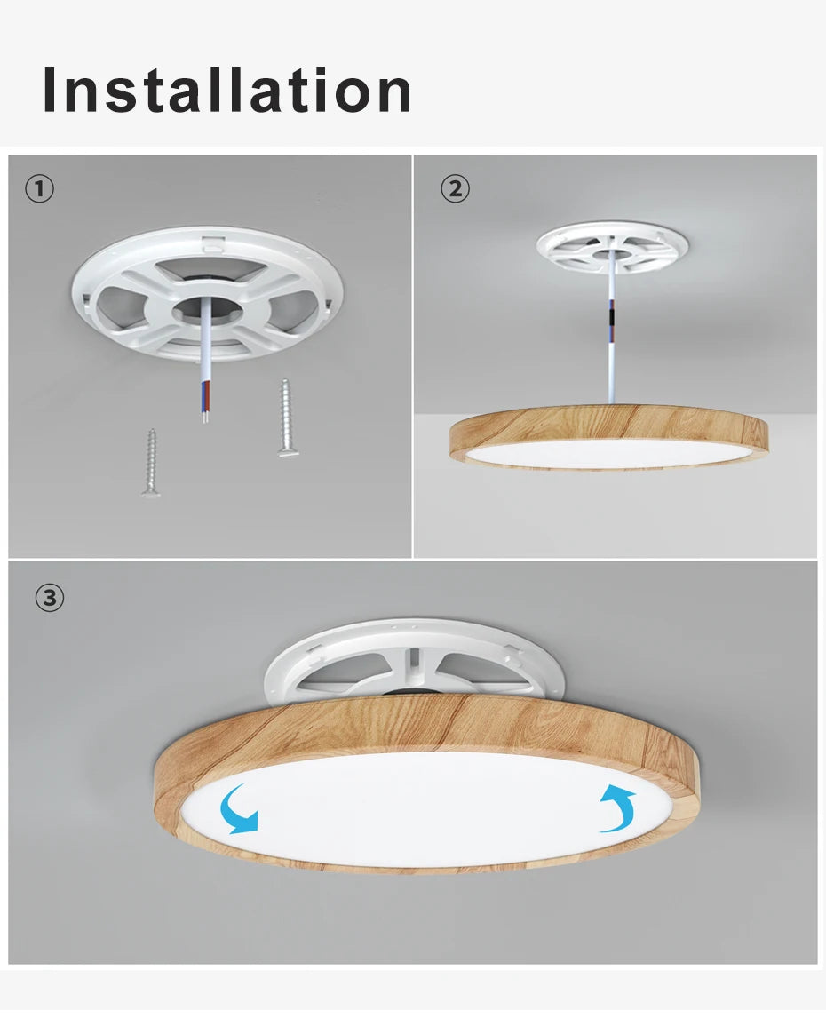 LVL Wood Grain LED Ceiling Light with 3-in-1 Color Modes