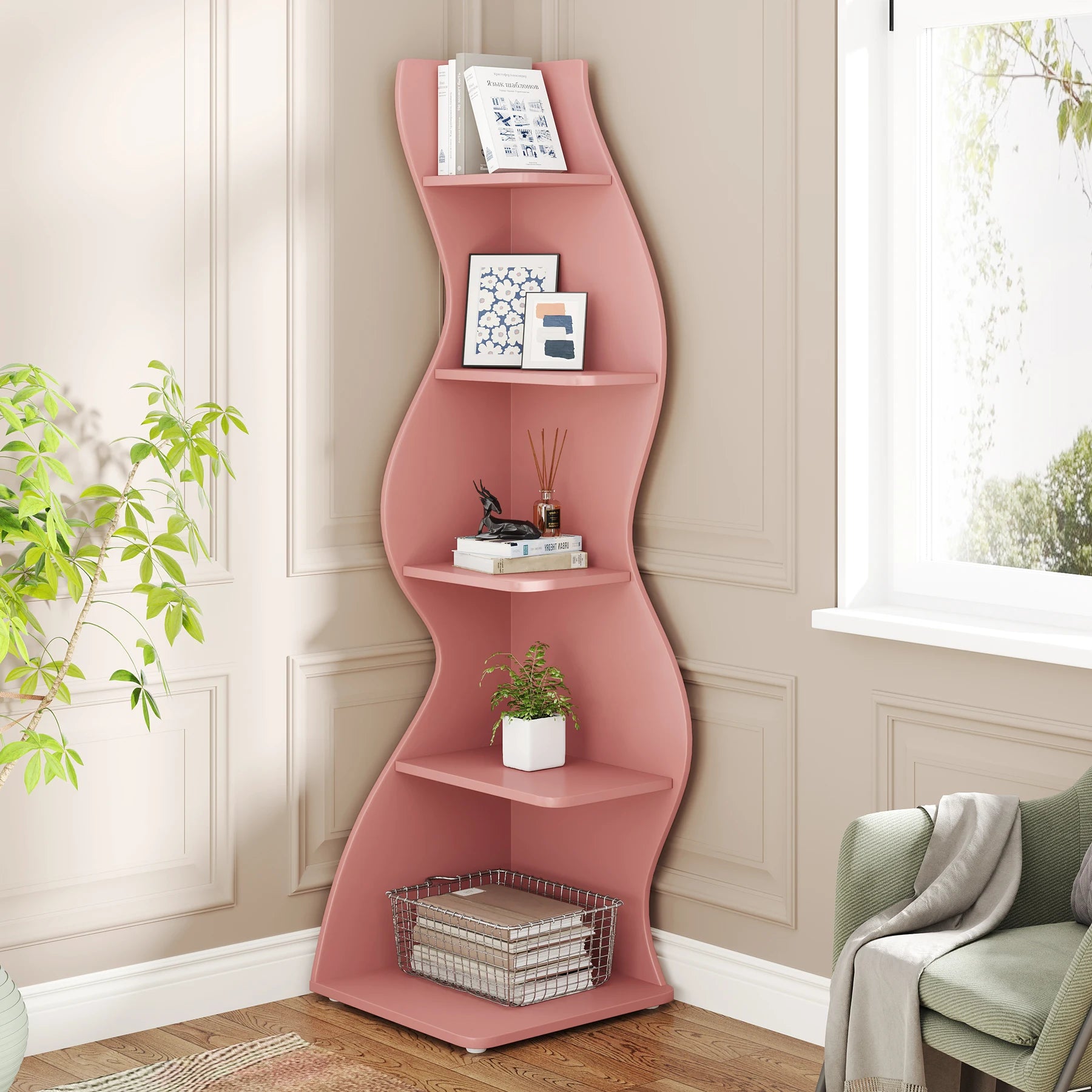 Tribesigns 5-Tier Modern Corner Bookshelf