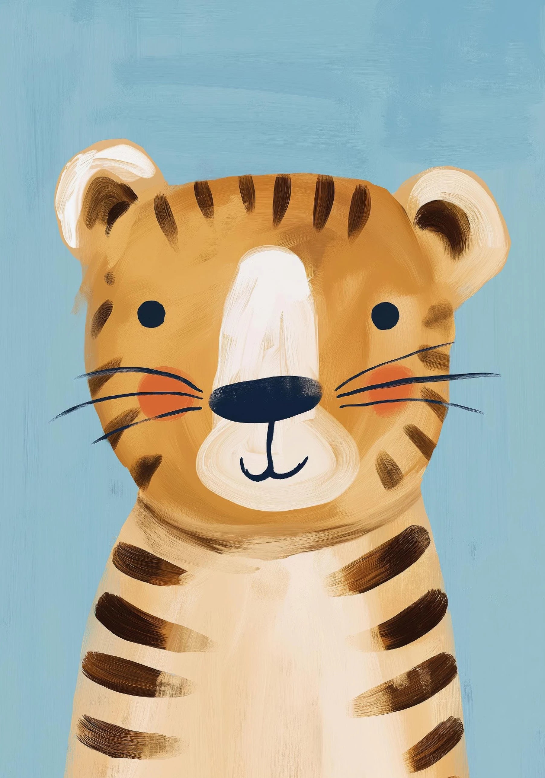 Jungle Animal Canvas Wall Art – Giraffe, Tiger & Elephant Nursery Decor