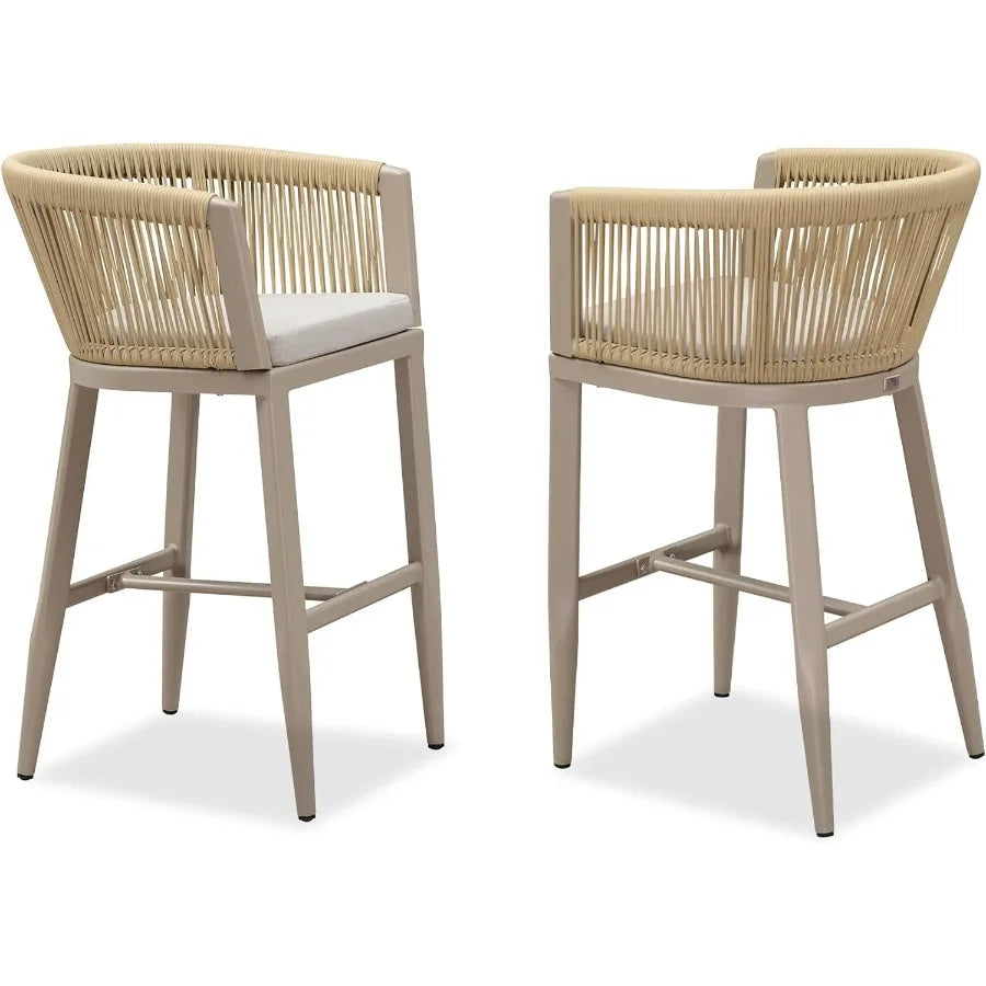 Modern Outdoor Wicker Bar Stool Set