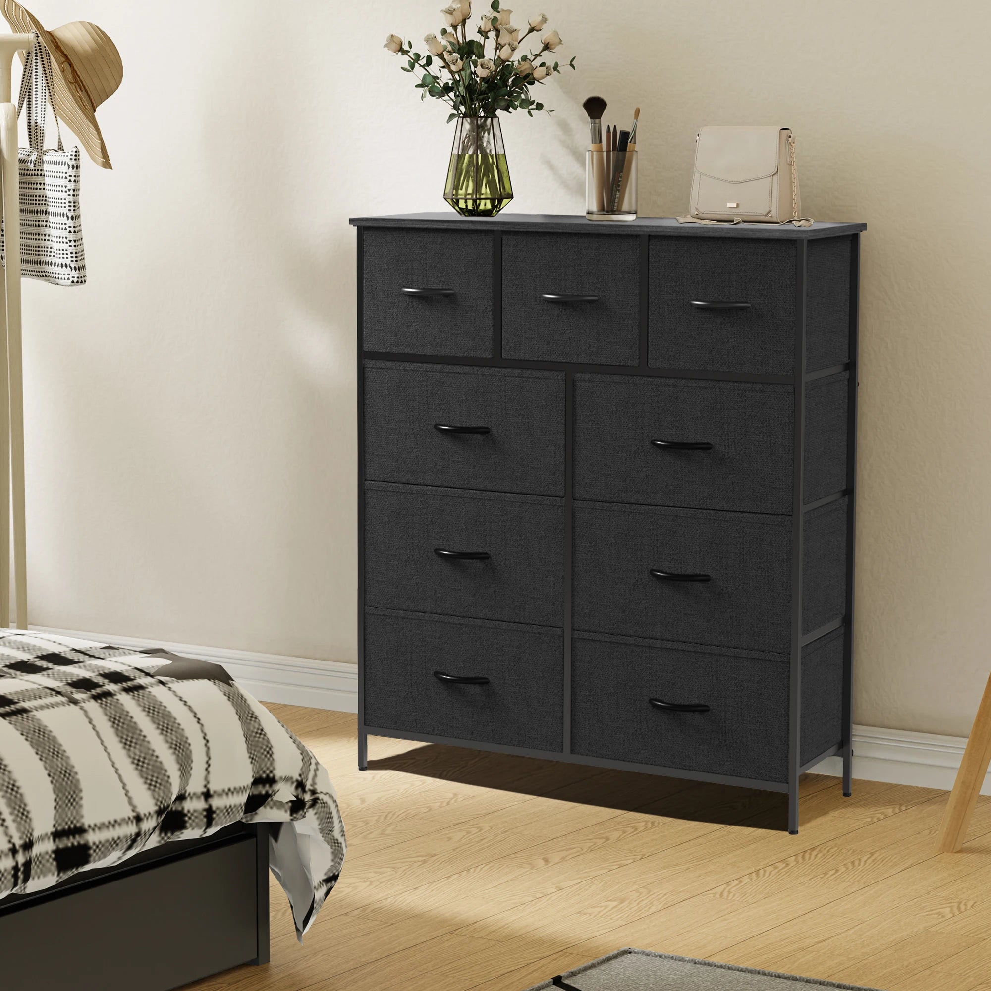 9-Drawer Fabric Dresser – Bedroom Closet Storage Organizer Cabinet