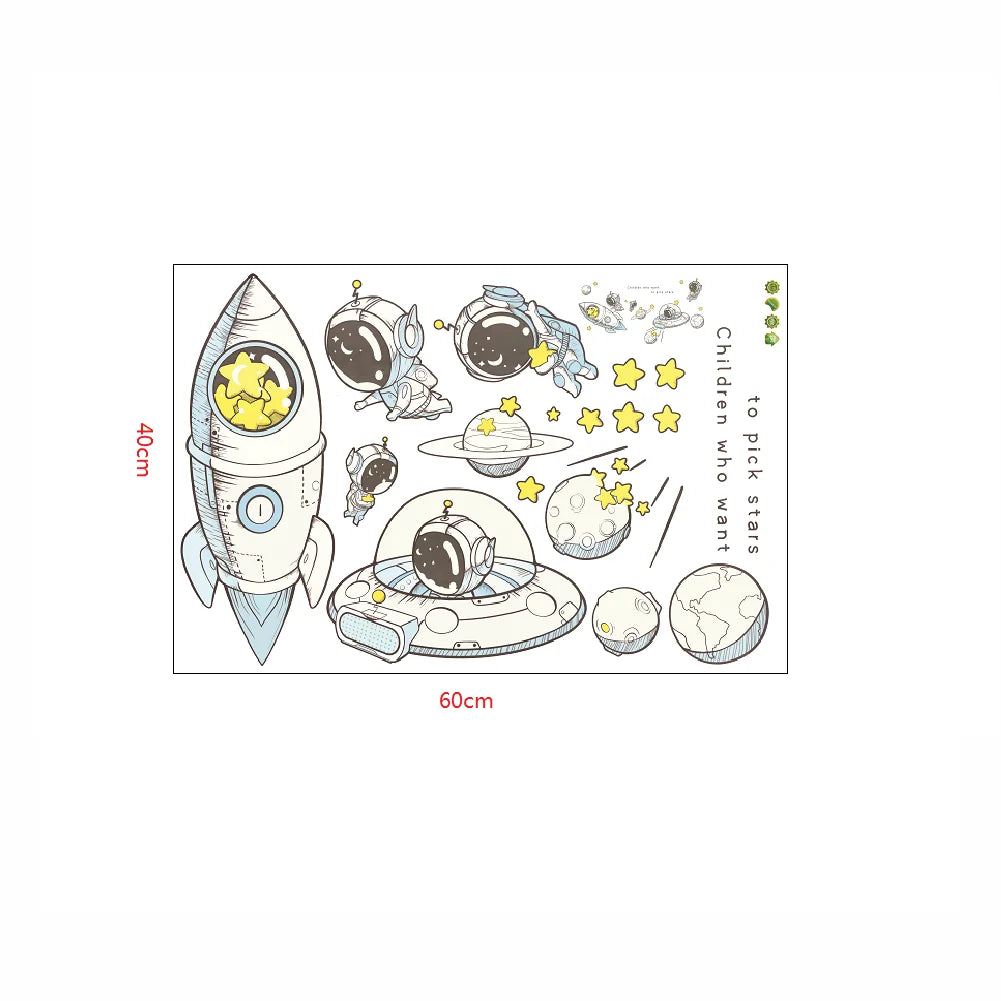 3D Planetary Astronaut Wall Stickers for Kids’ Room