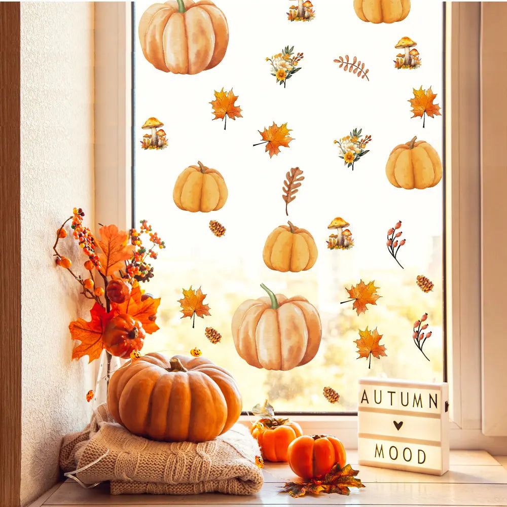 Halloween 3D Pumpkin Window Sticker – Self-Adhesive Autumn Wall Decal