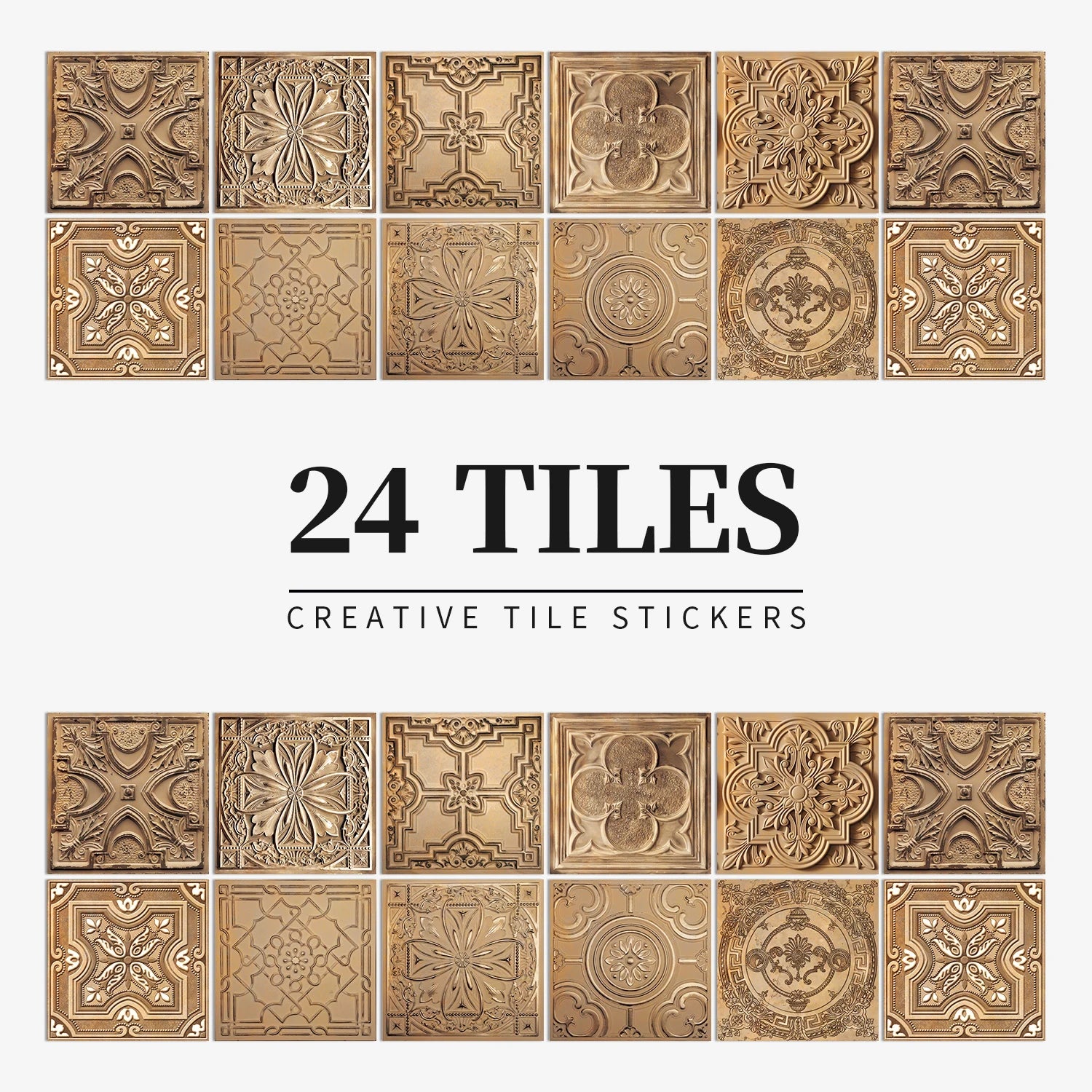 24PCS Light Color Tile Stickers – Waterproof Self-Adhesive Wall Decals